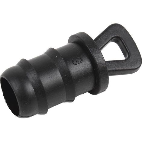 Tapón final para riego 16 mm, diseño escalonado y resistente para evitar fugas.