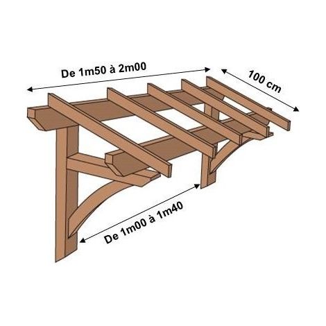 Levigne – Auvent bois porte d'entrée 150 cm – Équerres cintrées en bois massif – Kit non prémonté – Fabrication française