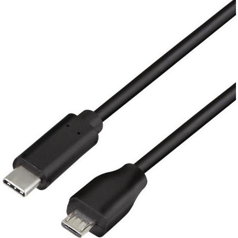 Cable USB-C a Micro USB de 0,5 m LogiLink USB 2.0 C/M a Micro-USB/M 480Mbps 3A Negro Carga rápida y sincronización (1/3)
