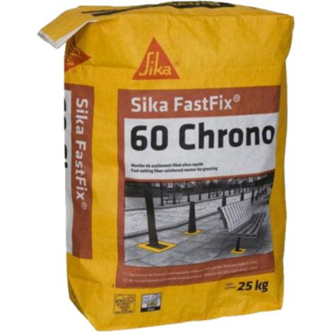 Sika – Mortier scellement rapide pour mobilier urbain – Prise en main rapide – Granulométrie 0 à 2 mm – Gris – 25 kg (1/6)