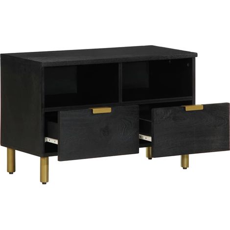 Meuble TV Hifi Rangement Multimédia Salon en Bois d'Ingénierie Noir 70 x 33 x 46 cm (1/5)