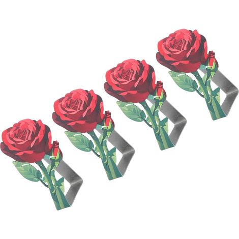 Pinzas para manteles de acero inoxidable – diseño floral de rosas – inoxidables – decoración festiva – sujetadores de mesa artísticos (1/4)
