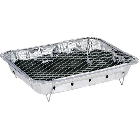 Barbecue jetable au charbon de bois-Prêt à l'emploi-Compact et léger - Temps de cuisson:environ 1,5 heure - Avec grille - Idéal pour une utilisation (1/4)