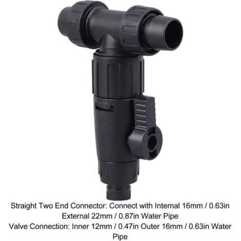 Valve De Changement D Eau - Vanne A 3 Voies Pour Aquarium - Compatible Tuyau 16/22 Mm - 1 Piece (1/5)