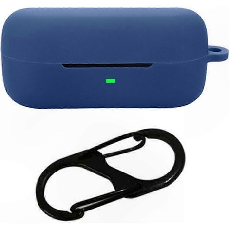 Étui de protection en silicone pour écouteurs Bluetooth avec boucle anti-perte - Noir/Bleu foncé (1/5)