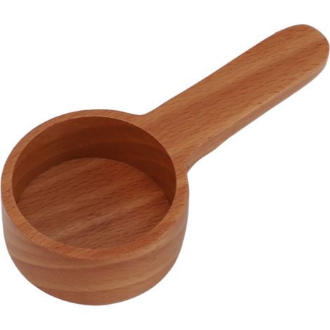 Cuillère à café en bois massif, doseur précis multifonction pour café moulu et lait en poudre, design ergonomique durable couleur bois naturel (1/5)