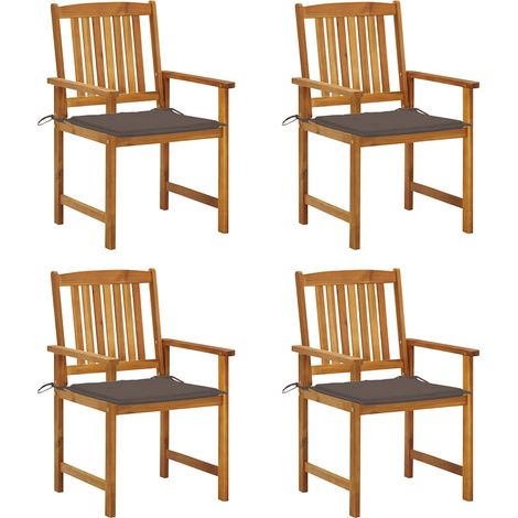 Chaises de jardin avec coussins-Chaise de terrasse-Chaise d'extérieur lot de 4 Bois d'acacia massif 869752 (1/5)