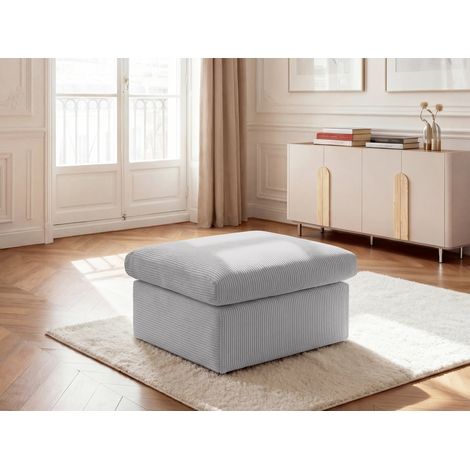 BOBOCHIC - Pouf ENORE tissu velours côtelé Gris clair (1/5)