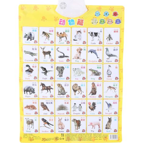 Poster Éducative Bilingue Électrique pour Enfants - Apprentissage des Animaux et Chiffres (1/5)
