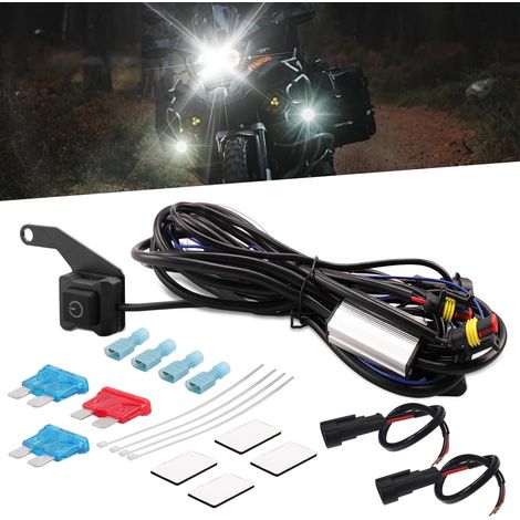 Câblage à Barres LED Faisceau de Fil 12V Contrôler 2 Lampe 10A/15A Fusible Kit Relais Marche/Arrêt étanche pour Antibrouillard Interrupteur Additionnel Feu de Travail Câblage (1/5)