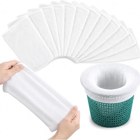 Skimmer Swimming Pool Filter Socks for Skimmer Basket, Pack of 20 Ultra-Fine Mesh Nylon Elastic Washable Reusable for Leaves and Hair Debris (1/5)