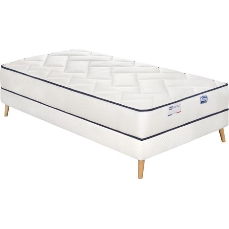 Ensemble L'EVIDENT, matelas ressorts ensachés 90x200, ferme, H23 + sommier (1/3)