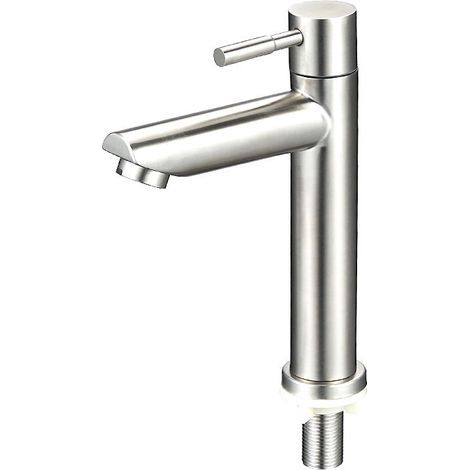 Moderne Badarmatur, Waschtischarmatur, Einhebel-Waschtischarmatur mit 150 mm Auslaufhöhe, quadratische Einhebel-Waschtischarmatur, poliertes Chrom (1/5)