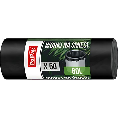 Bolsas de basura PolPak negras resistentes de 60 litros, 50 unidades. (1/5)