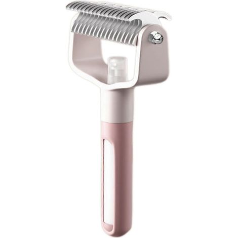 Brosse de toilettage professionnelle pour sous-poil d'animaux - Conception double face réduisant la perte de poils chez les chiens et les chats - Disponible à la maison (Rose) (1/5)