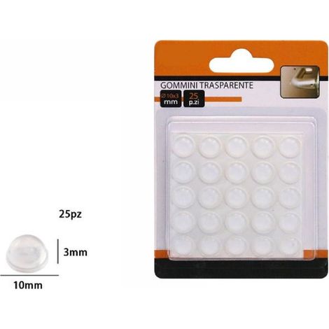 Trade Shop - Set 25 Pz Gommini Adesivi Protezione Pavimenti Trasparenti Rotondi 10x3mm 66095 - (1/2)