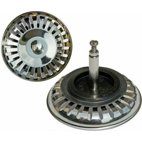 autres – Bonde de lavabo universelle à panier 80 mm – Acier inoxydable – Compatible éviers commande excentrique – Hauteur réglable 65-85 mm