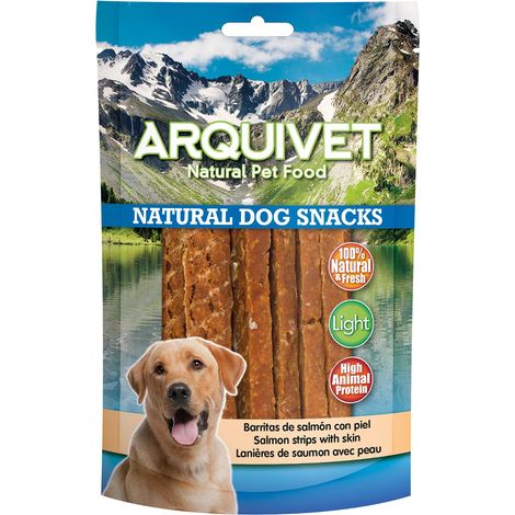 ARQUIVET Strisce di salmone con pelle 100 g - Snack 100% naturali per cani - prelibatezze per cani - Prodotto leggero - Molto ricco di sostanze nutritive (1/5)