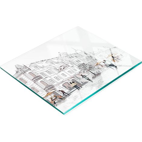 Tabla de cortar de cristal para cocina con motivos decorativos de la Ciudad Vieja, 60x52 cm. (1/5)