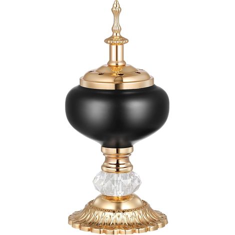 Brûleur de Parfum en Fer Élégant et Ornement de Brûleur de Parfum Noir en Fer pour Contemplation et Relaxation, Décoration Classique pour Sauna et Salon (1/5)
