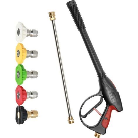 High-pressure cleaner gun with lance and 5 nozzles, M22 Jet Nozzle High-pressure cleaner for garden hose, car, garden, home (1/5)