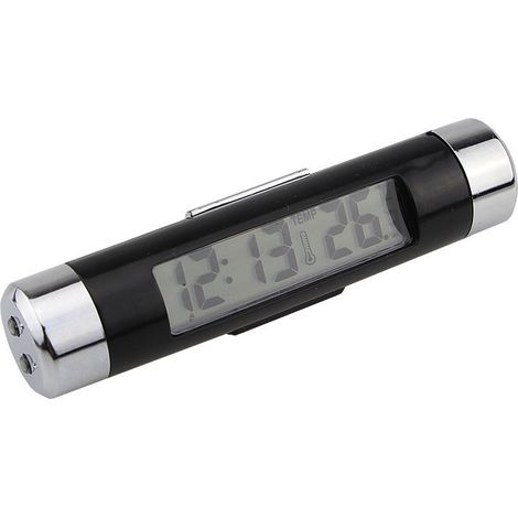 Reloj digital para coche con clip, reloj para coche con termómetro, medidor de temperatura e indicador - Mini reloj para coche (1/4)