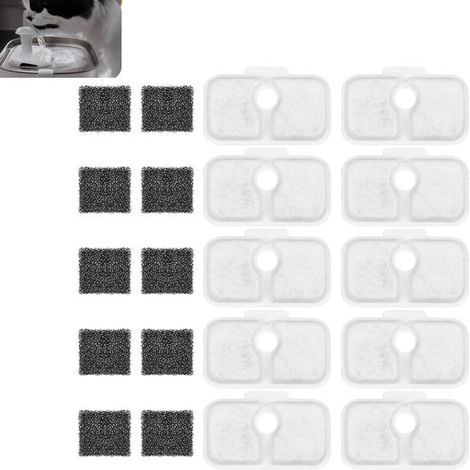 Juego de 10 piezas, filtro silencioso para fuente de gato, apto para las fuentes de gato PLWF005/PLWF105/PLWF115/PLWF305 (1/5)