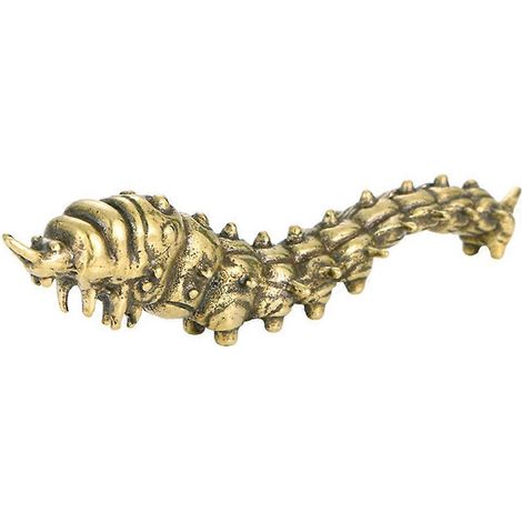 Ornement chenille en laiton, décoration de bureau pour la maison, petite décoration chenille en laiton-8.3x1.3x1.5cm-Golden (1/3)
