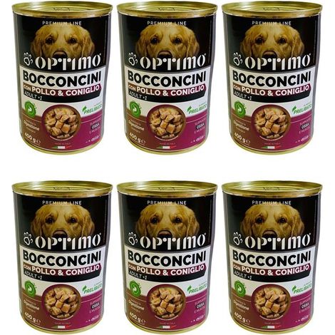 KIT SET 6 PZ OPTIMO BOCCONCINI PER CANE AL GUSTO POLLO E CONIGLIO DA 400 GR (1/2)