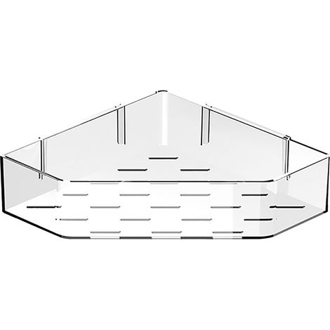 Porte-Objets Triangle Salle De Bain - En Plastique Transparent - Fixation Adhésive Et Percée - Pour Toilette Douche Coin - 1 Pièce