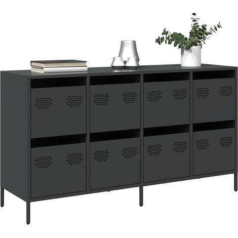 Sideboard Schwarz 135x39x73,5 cm Kaltgewalzter Stahl