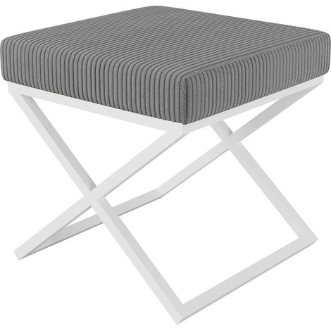 AX LIVING 1 Stk Polster Hocker Pitinio 45 cm Grau weißes Metallgestell
