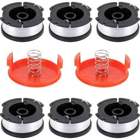 6 Pièces Bobine Fil Coupe Bordure Compatible avec Black et Decker Rotofil Blacke + 2 Couvercles +2 Ressort Bobine de Fil Debroussailleuse de Rechange Modèle A6481 A6485 AF-100, Longueur 9,1m, ⌀1,65mm (1/5)