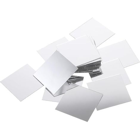 Lot de 50 petits miroirs autocollants carrés - 5 x 5 cm - Mini carreaux de miroir carrés - Pour bricolage - Décoration murale de salle de bain - Artisanat - Armoire (1/5)