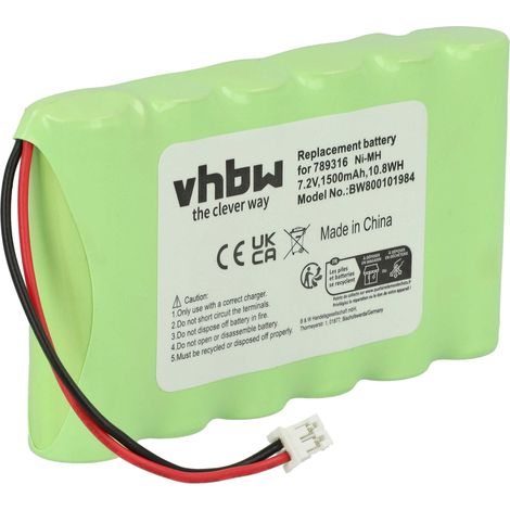 Vhbw – Batterie NiMH 1500mAh 7,2V pour scanner code-barres Incognito Elite P2000 – Autonomie élevée – Compatible avec Serie 7, 73016