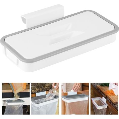 Support de sac poubelle suspendu avec couvercle pour placard de cuisine (1/5)