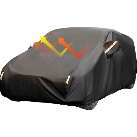 Housse de voiture, matériau résistant aux intempéries, bandes réfléchissantes pour la sécurité, noir (1/5)