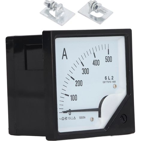 Analog Amplifier Meter / Ampèremètre Analogique AC à Cadre Mobile - pour Circuits Électroniques, Automobiles et Panneaux de Contrôle - Matière ABS, Résistance aux Chocs - Range 0-500A, Précision ±1.5% (1/4)