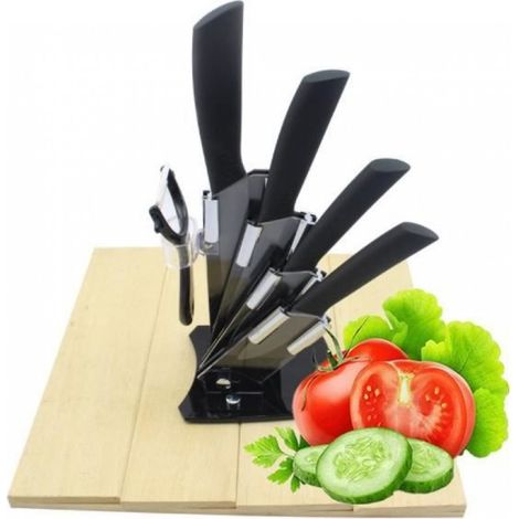 Couteaux de Cuisine en Céramique Couteaux en Ceramic pour Couper Fruits Légumes Viande, 6pcs/Set (1/4)