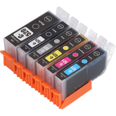 Cartouche d'encre ABS avec encre pour imprimante PIXMA IP3600 IP4600 IP4700 MX860, lot de 6 couleurs (noir, noir, cyan, magenta, jaune, gris) (1/5)