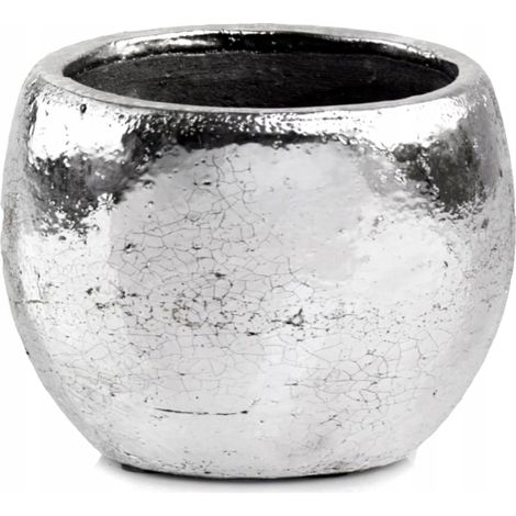 Keramik-Blumentopf-Abdeckung, silberne Kugel, 10,5 cm