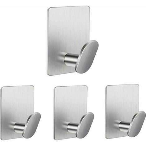 Gancho de pared autoadhesivo, gancho de acero inoxidable para toallas de cocina, no requiere perforación, gancho de metal para baño montado en la pared para colgar abrigos, batas, toallas, sombreros, 