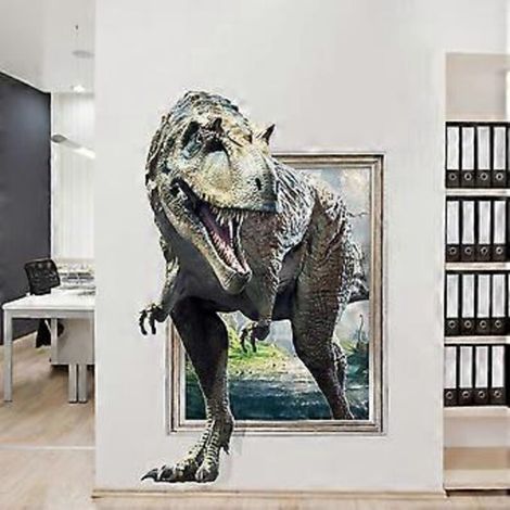 70x50cm Stickers muraux Chambre Adulte - Adhesif Mural Effet 3D Sticker Mural -Dinosaures- Stickers Muraux Cuisine - Dcoration Murale Trompe l'il Sa (1/4)