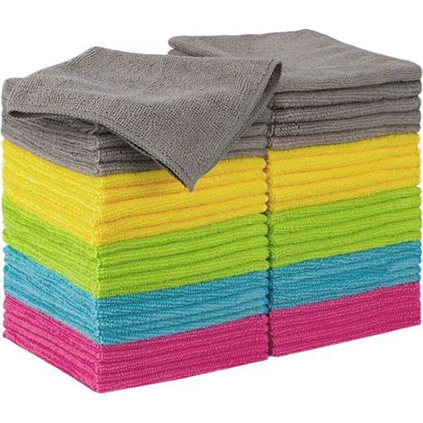 Lot de 50 chiffons en microfibre 30 x 30 cm - Haute absorption, non pelucheux, idéal pour maison, cuisine et voiture (1/5)