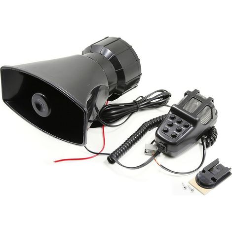 Haut-parleur d'alarme à sept tons, bouton noir, bouche carrée, haut-parleur d'alarme 12V, Noir (1/5)