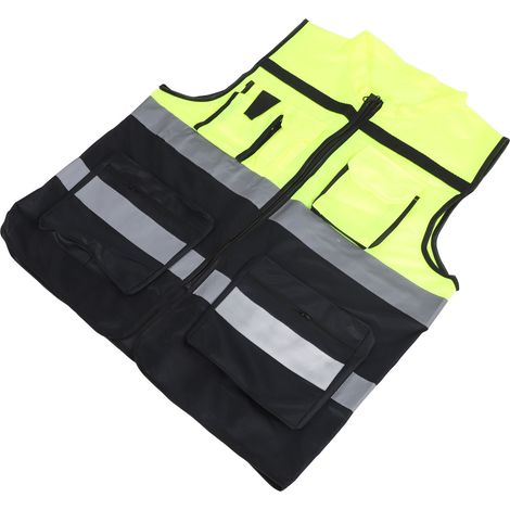 Gilet de sécurité réfléchissant bicolore classe 2 haute visibilité pour travail de nuit circulation chantier XL (1/5)