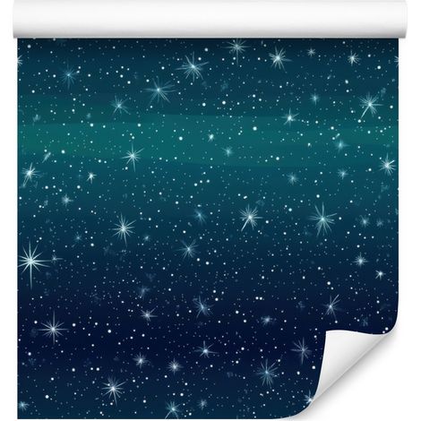 Papier peint aquarelle galaxie bleu marine et turquoise, détails fins 50 x 1000 cm (1/5)