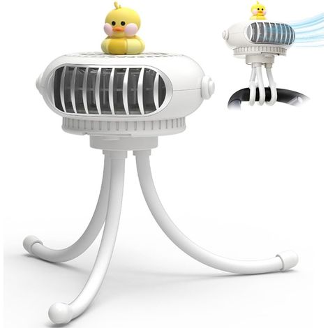 Ventilatore per passeggino senza pale girevole a 360° per neonati, treppiede flessibile, ventilatore USB silenzioso con luce notturna, ventilatore portatile per letto, scrivania, campeggio