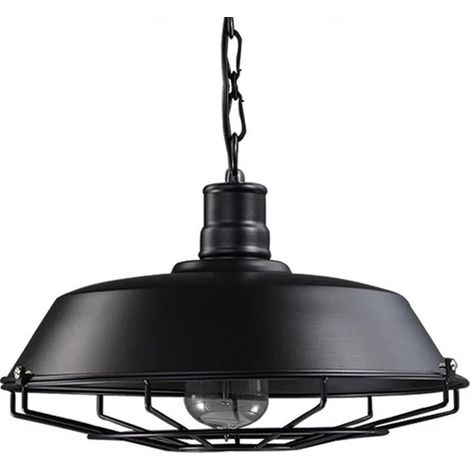 Rétro Metal Suspension Industriel Vintage 360mm Luminaire Métal Antique Edison Culot E27 Plafonnier Luminaire Noir (1/5)