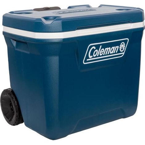 Coleman Glacière Rigidax bleue avec roulettes tout-terrain
